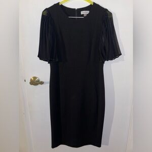 Black Calvin Klein Fanned Sleeve Dress